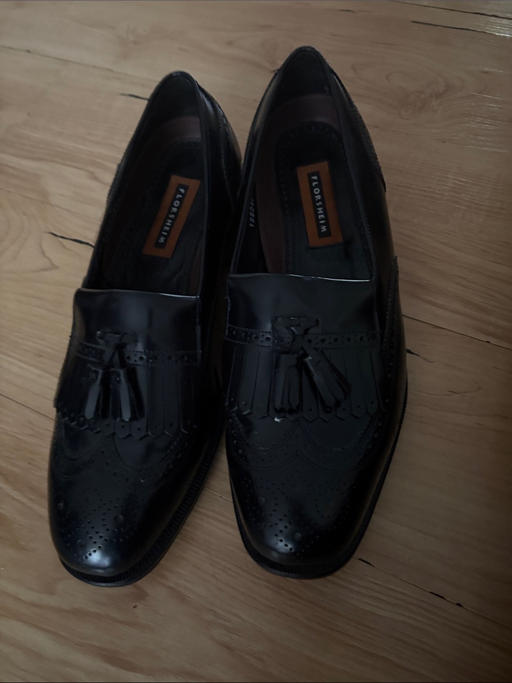 Florsheim Black Leather Tassel Kiltie Loafers size 10.5